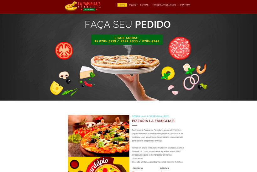 Criação de Site para Pizzaria Lafamiglia's Criação de Site para Pizzaria Lafamiglia's