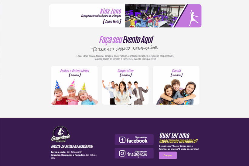Criação de Site Gravidade Park Criação de Site Gravidade Park